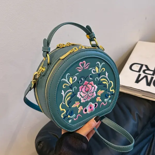 Round pattern flower embossed designer bag - Image 13