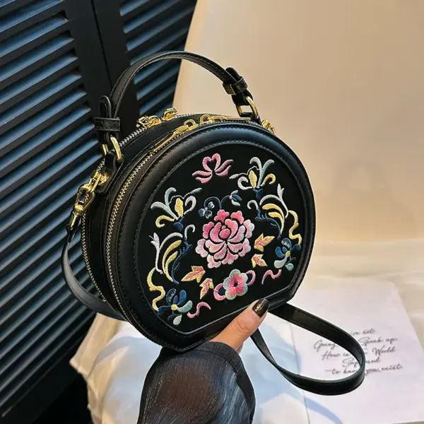 Round pattern flower embossed designer bag - Image 14