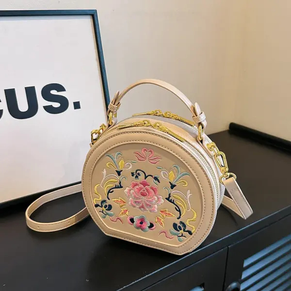 Round pattern flower embossed designer bag - Image 15