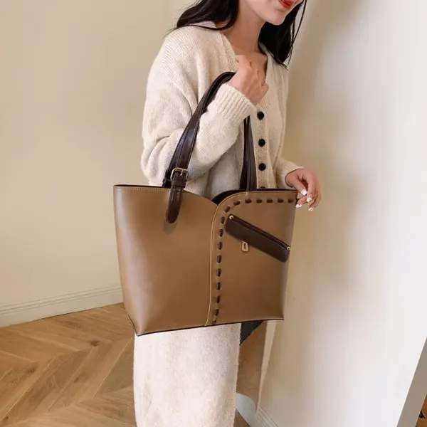 Stylish splicing vintage premium women handbag - Image 5