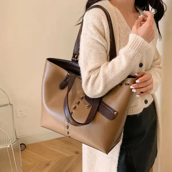 Stylish splicing vintage premium women handbag - Image 7