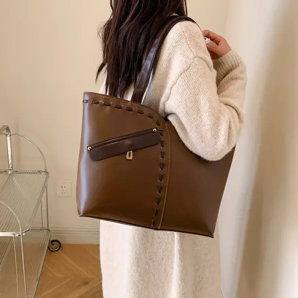 Stylish splicing vintage premium women handbag - Image 8