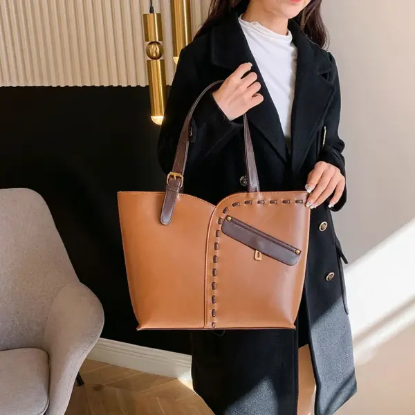 Stylish splicing vintage premium women handbag - Image 9