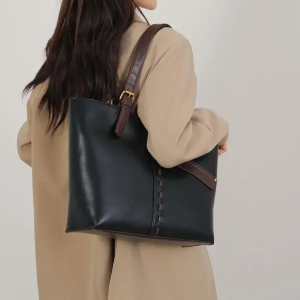 Stylish splicing vintage premium women handbag - Image 4