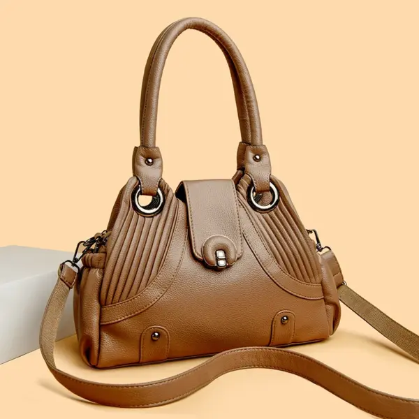 Elegant stylish vegan leather shoulder tote bag - Image 12