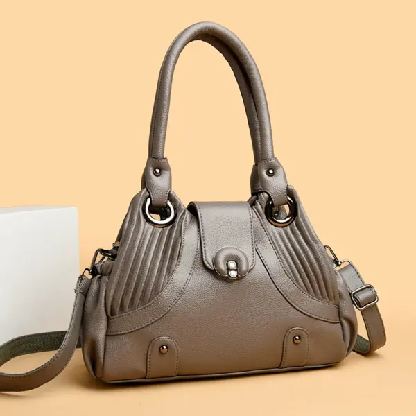 Elegant stylish vegan leather shoulder tote bag - Image 13