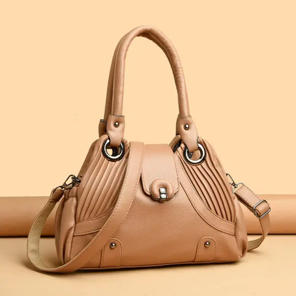 Elegant stylish vegan leather shoulder tote bag - Image 14