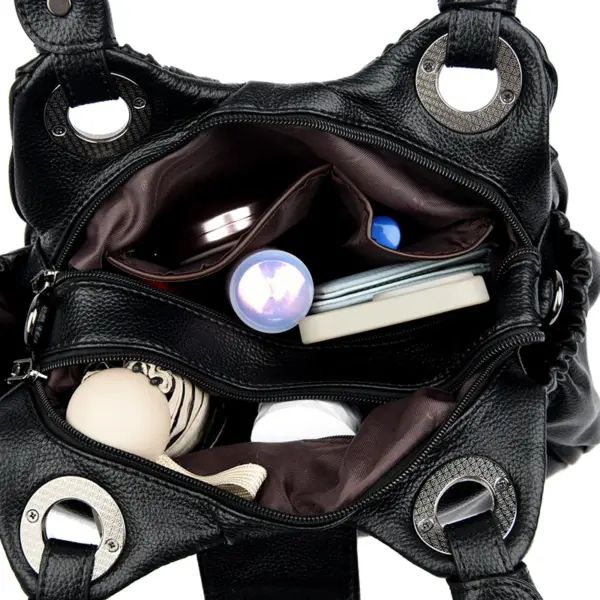 Elegant stylish vegan leather shoulder tote bag - Image 4