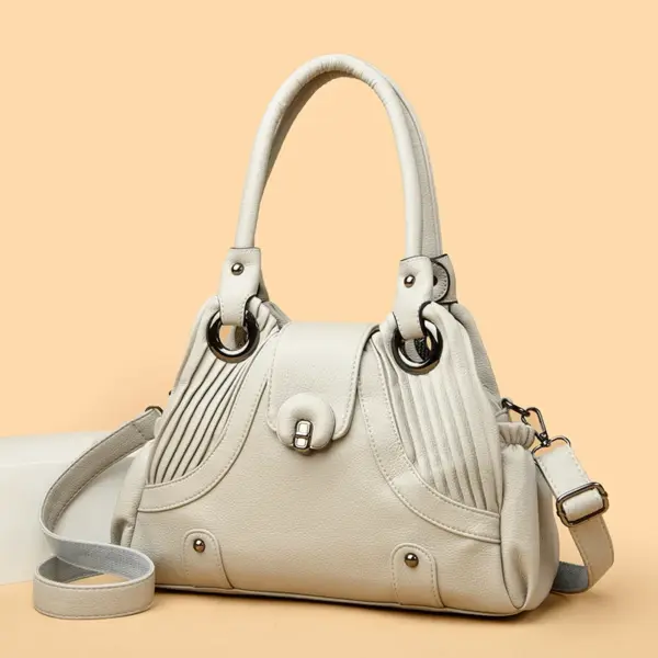 Elegant stylish vegan leather shoulder tote bag - Image 16