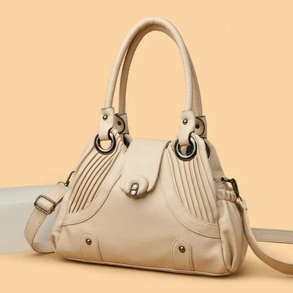 Elegant stylish vegan leather shoulder tote bag - Image 17