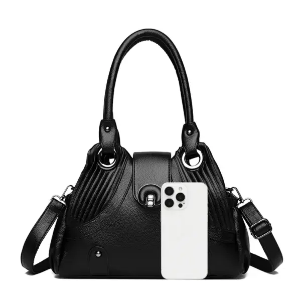Elegant stylish vegan leather shoulder tote bag - Image 5
