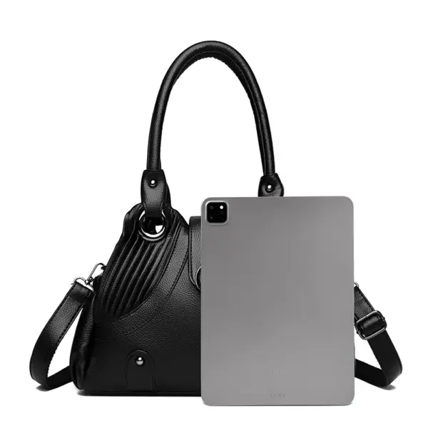 Elegant stylish vegan leather shoulder tote bag - Image 6