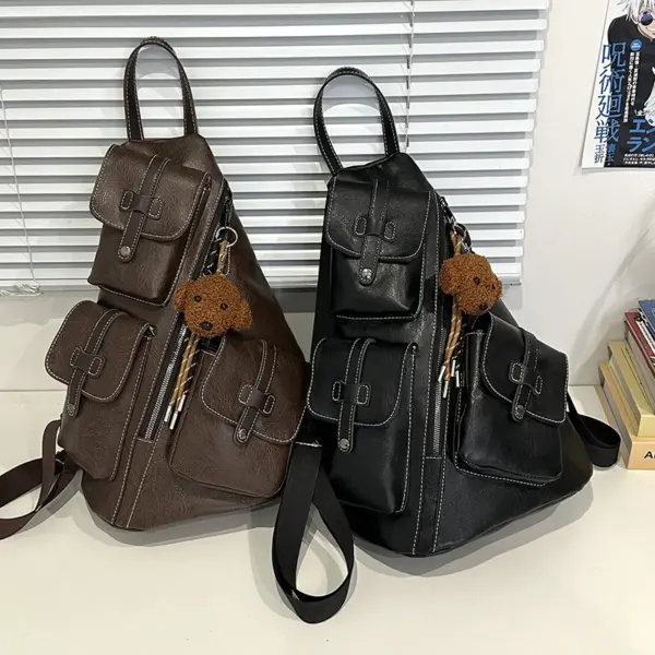 Stylish vintage leather backpack - Image 2