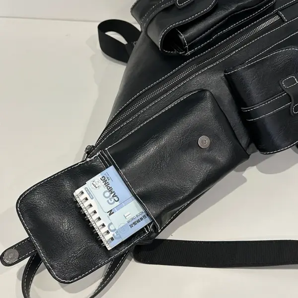 Stylish vintage leather backpack - Image 10