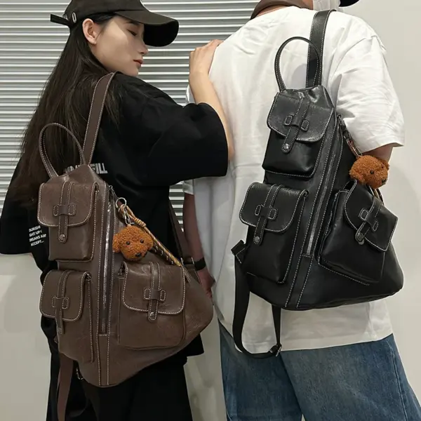 Stylish vintage leather backpack - Image 12