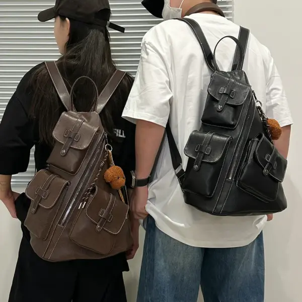 Stylish vintage leather backpack - Image 13