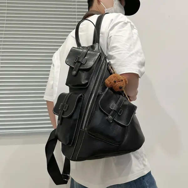 Stylish vintage leather backpack - Image 16