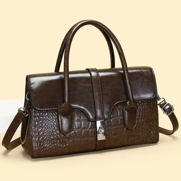 Vintage classic oil leather handbag - Image 9