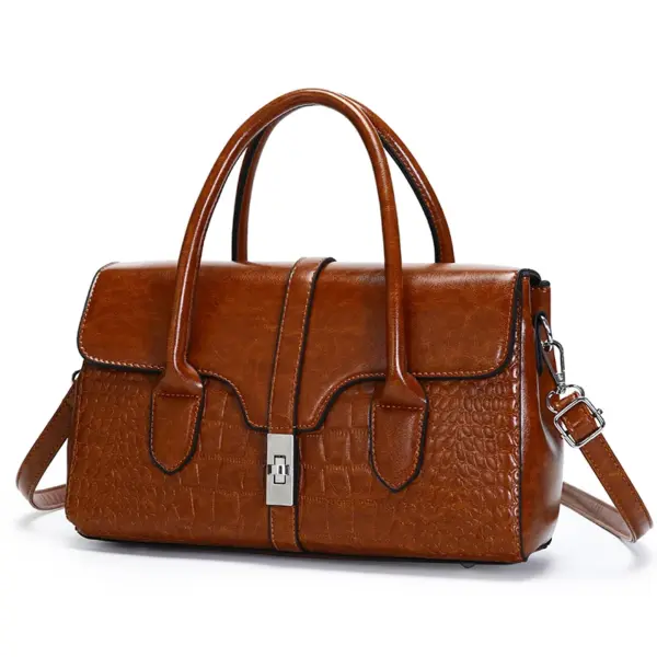 Vintage classic oil leather handbag - Image 10