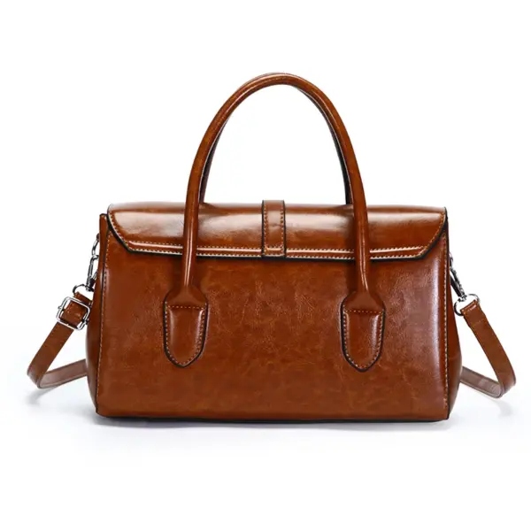 Vintage classic oil leather handbag - Image 12