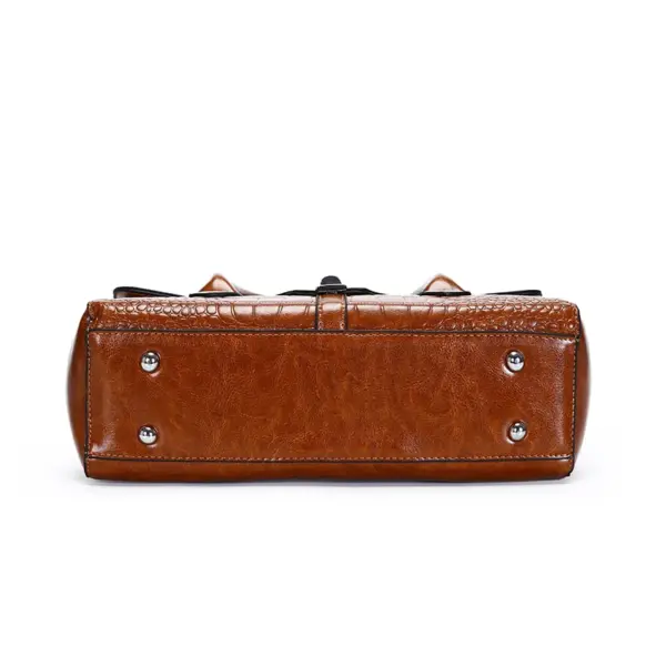 Vintage classic oil leather handbag - Image 13