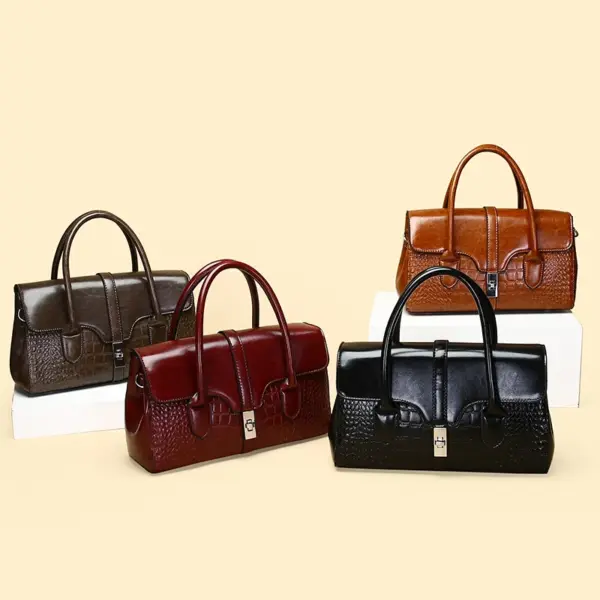 Vintage classic oil leather handbag - Image 5