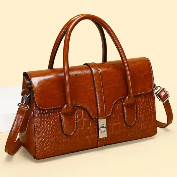 Vintage classic oil leather handbag - Image 6