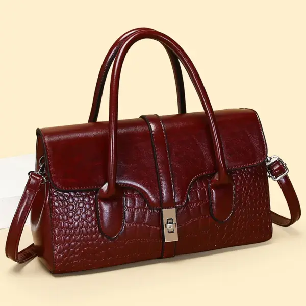 Vintage classic oil leather handbag - Image 7