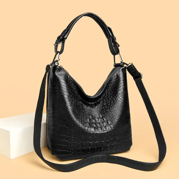 Vintage crocodile large capacity shoulder tote bag - Image 10