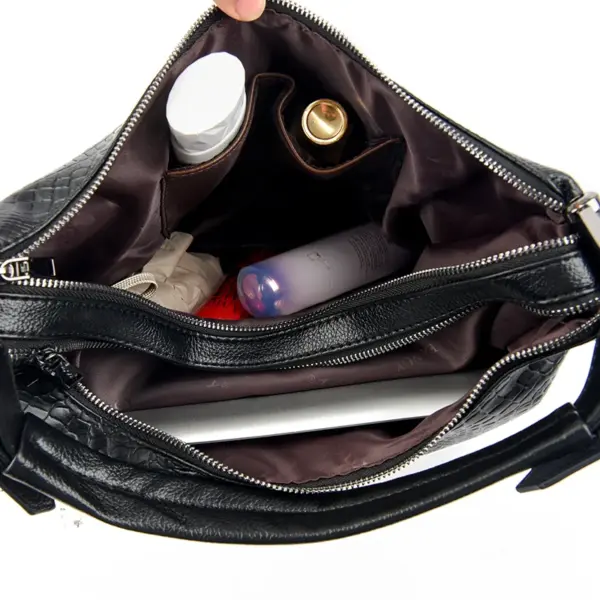 Vintage crocodile large capacity shoulder tote bag - Image 3