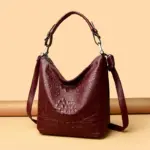 Vintage crocodile large capacity shoulder tote bag - Image 14