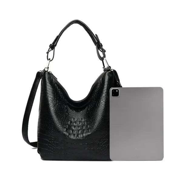 Vintage crocodile large capacity shoulder tote bag - Image 4