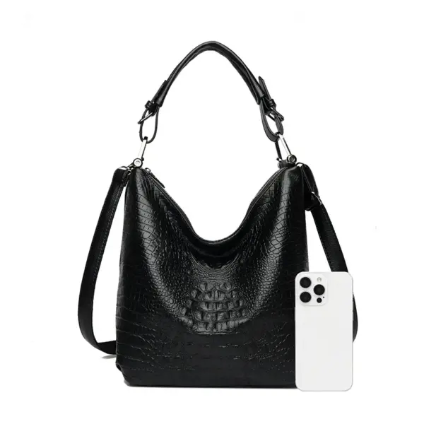 Vintage crocodile large capacity shoulder tote bag - Image 5