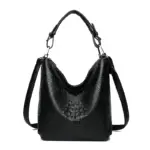 Vintage crocodile large capacity shoulder tote bag