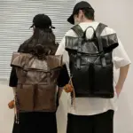 Vintage style large capacity leather backpack - Image 12