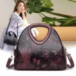 Flower Embossed Vintage Women Handbag - Image 19