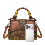 Vintage embossed pattern women handbag - Image 10