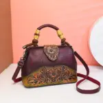 Vintage embossed pattern women handbag - Image 5