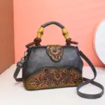 Vintage embossed pattern women handbag - Image 9