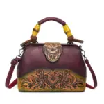 Vintage embossed pattern women handbag