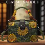 Women's Luxury Handbag with Vintage Floral Design - Image 2
