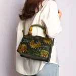 Women's Luxury Handbag with Vintage Floral Design - Image 10