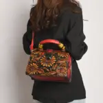 Women's Luxury Handbag with Vintage Floral Design - Image 12