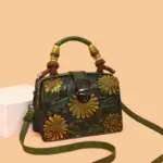Women's Luxury Handbag with Vintage Floral Design - Image 27