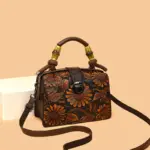Women's Luxury Handbag with Vintage Floral Design - Image 34