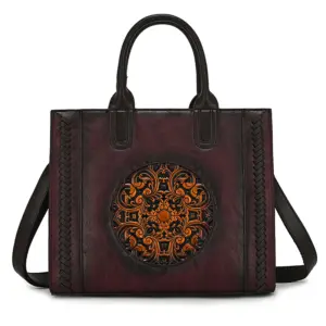 Artisan Medallion Structured Work Tote - BAGYOHO product view