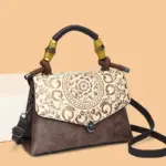 Carved Mandala Bamboo-Handle Satchel - Image 4