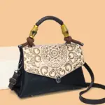 Carved Mandala Bamboo-Handle Satchel - Image 8