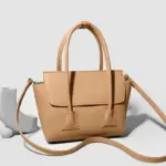 Khaki top handle satchel lifestyle view