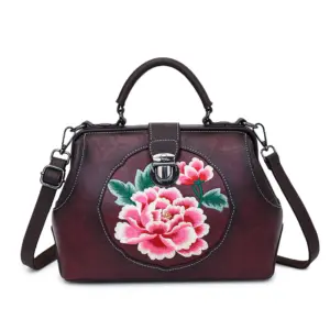 Peony Bloom Vintage Doctor Bag - BAGYOHO product view